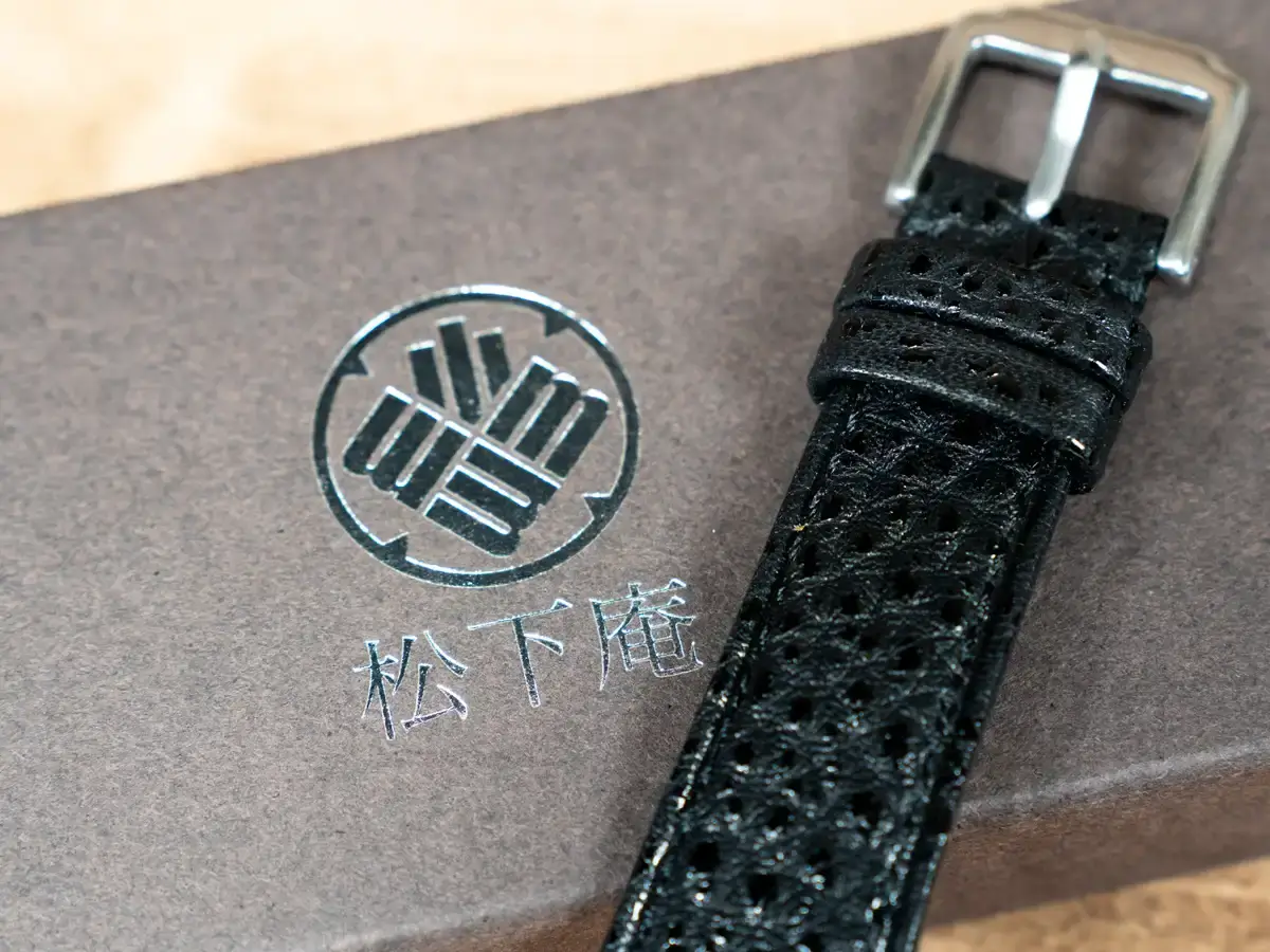 松下庵 黒桟革極 ストラップ オーダー