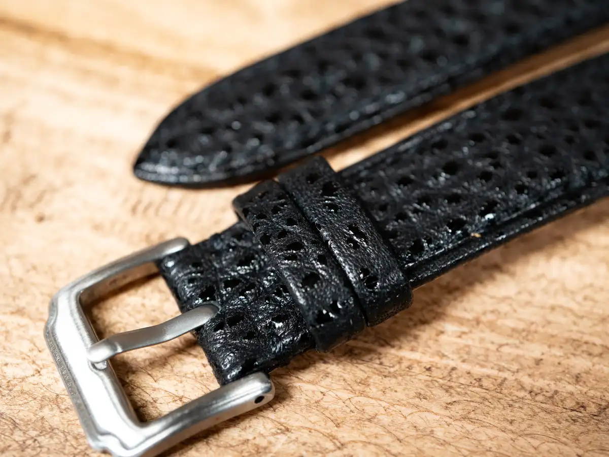 松下庵 黒桟革極 ストラップ オーダー