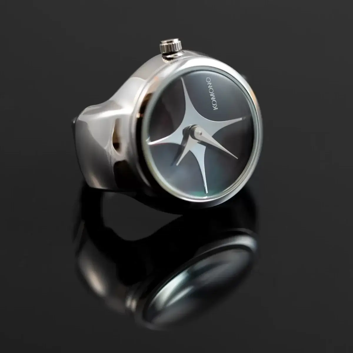 KOMONO(コモノ) リングウォッチ Noor ブラック シルバー