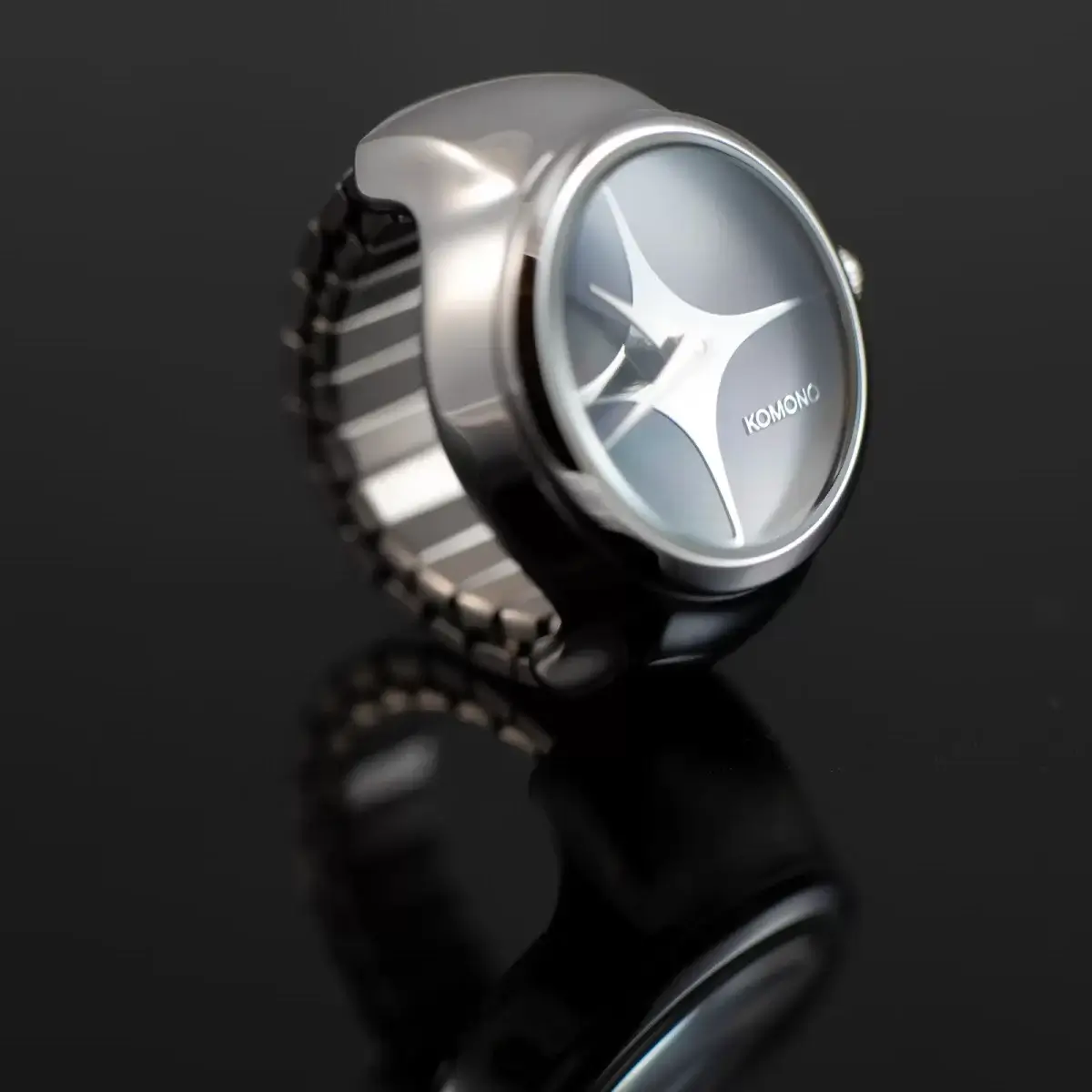 KOMONO(コモノ) リングウォッチ Noor ブラック シルバー