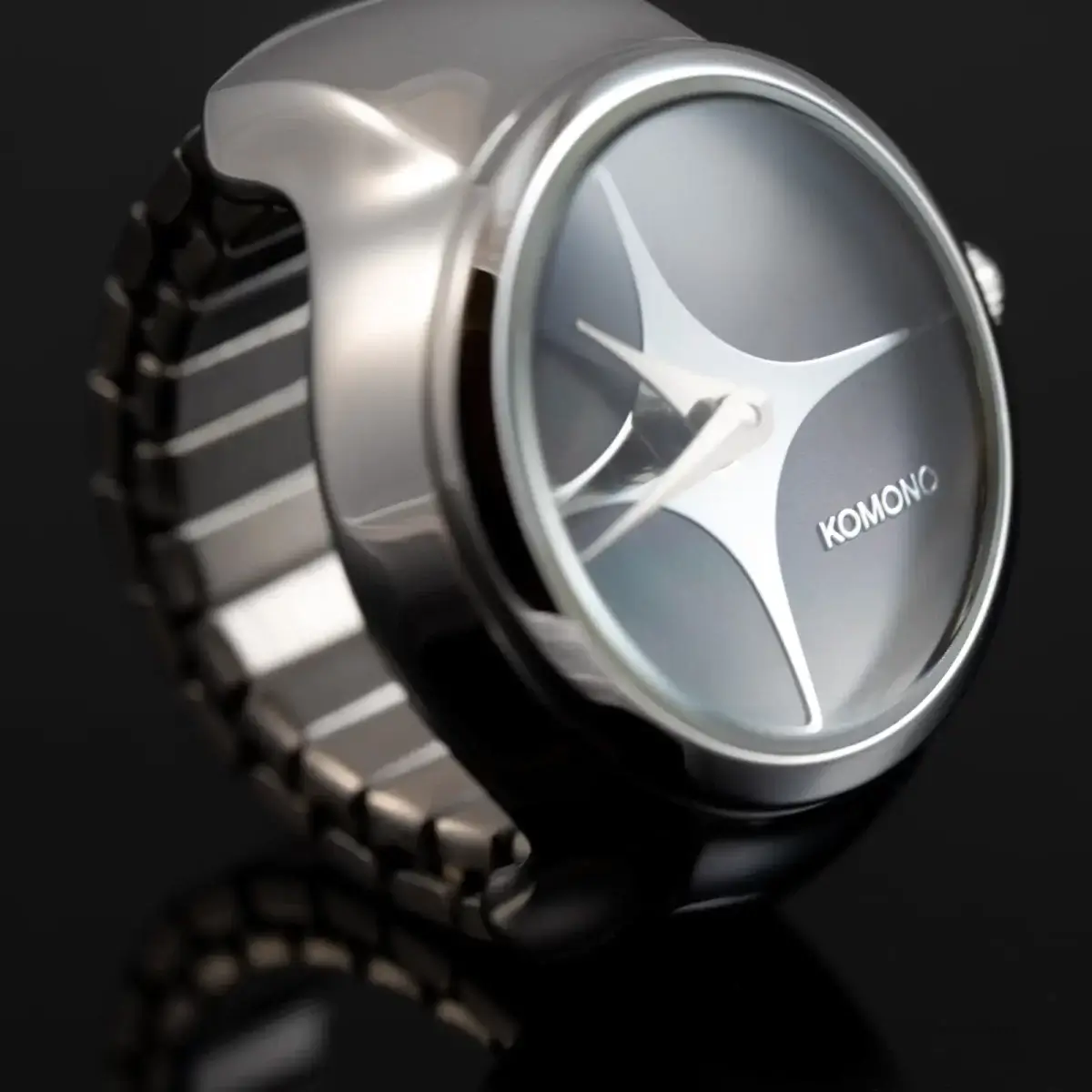 KOMONO(コモノ) リングウォッチ Noor ブラック シルバー