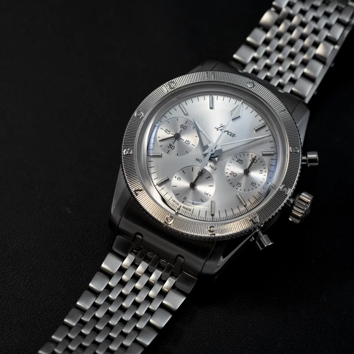 Lorca watch ロルカ モデル No.2 model シルバー サンレイ ダイヤル 全体 黒バック