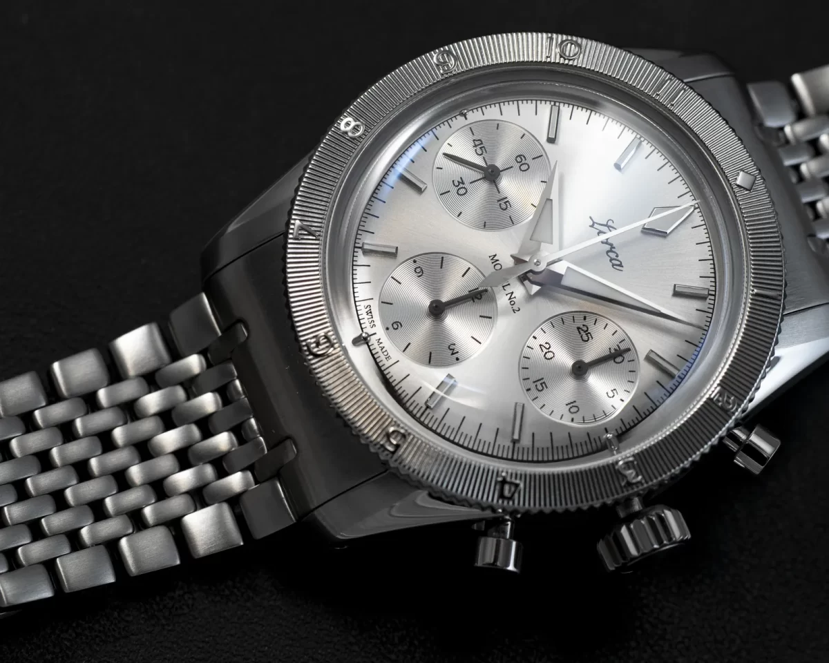 Lorca watch ロルカ モデル No.2 model シルバー サンレイ ダイヤル 全体 黒バック