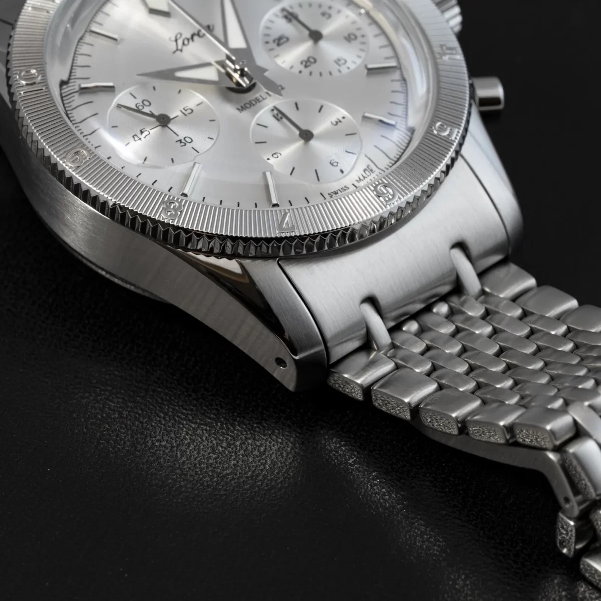 Lorca watch ロルカ モデル No.2 model シルバー サンレイ ダイヤル ラグ 黒バック