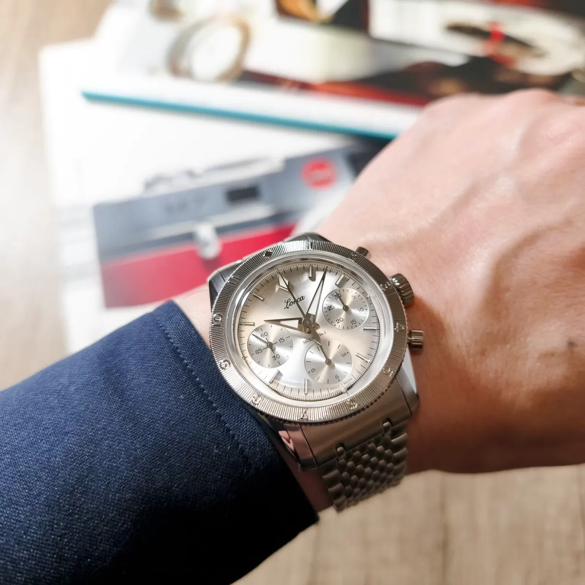 Lorca watch ロルカ モデル No.2 model シルバー サンレイ ダイヤル 装着 腕載り